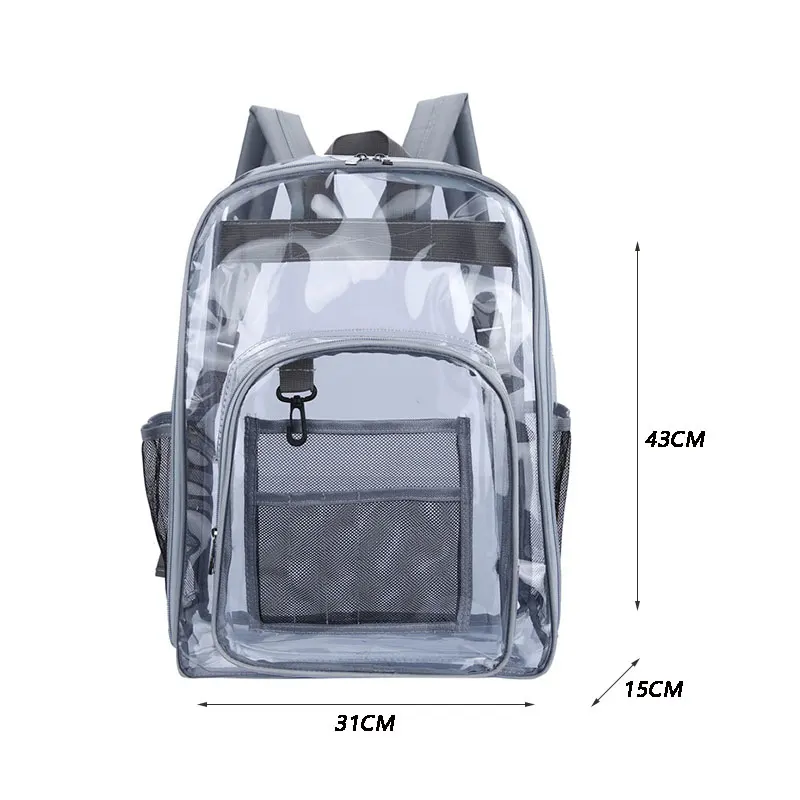 Mochila De PVC transparente para hombre y mujer, bolsa impermeable de gran capacidad, color sólido, a la moda, de diseñador