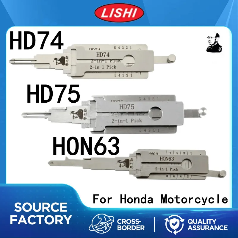 LISHI HD74 HD75 HON63 2-in-1 Pick & Decoder Locksmith Tool Car Lock Reader Opener for Honda Motorcycle Lock Repair