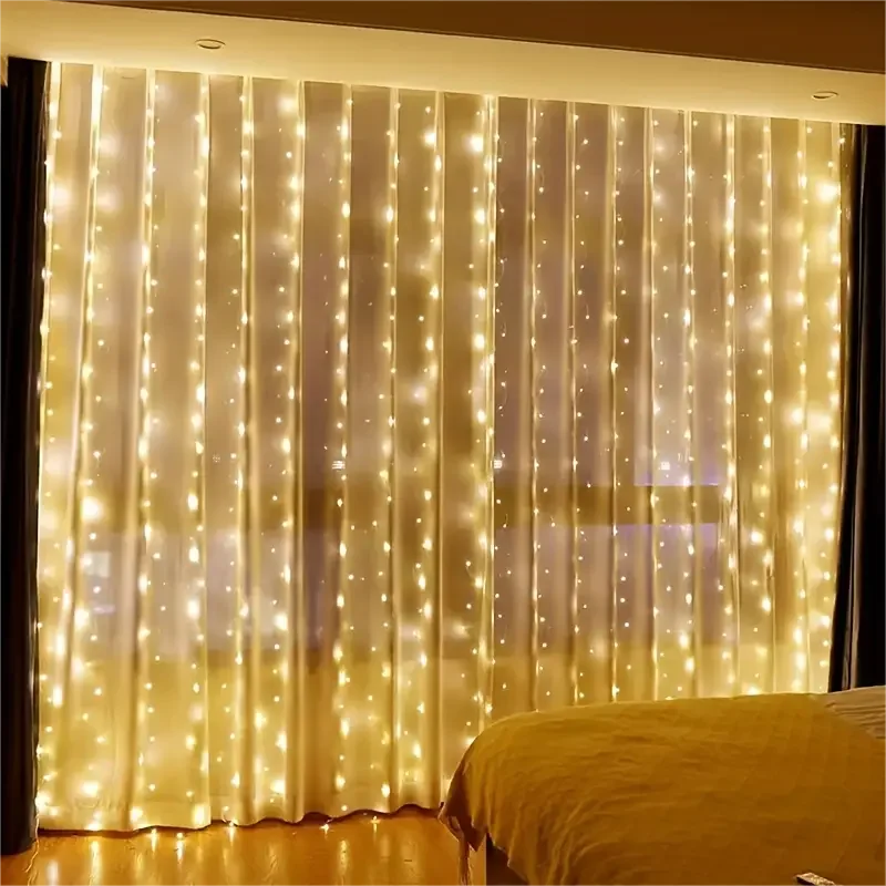 1 PC LED Curtain Lights Warm Fairy String Festival Rainbow Window Lamp Home Bedroom Wedding Christmas Decoration