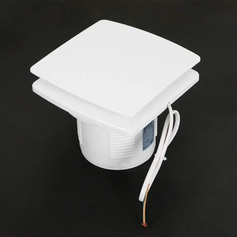 Ventilateur d'extraction carré blanc 100 mm pour conduit, avec clapet de sortie, débit d'air 100 m³/h, pour salle de bain, toilettes, cuisine, serre