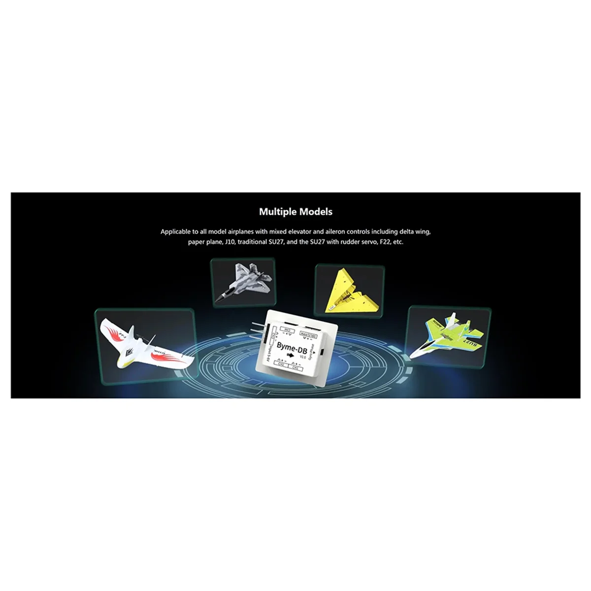 Byme-DB Fixed Wing Flight Control Built-in Gyroscope for Delta Wing Micro-Paper Plane J10 SU27 F22&A38R