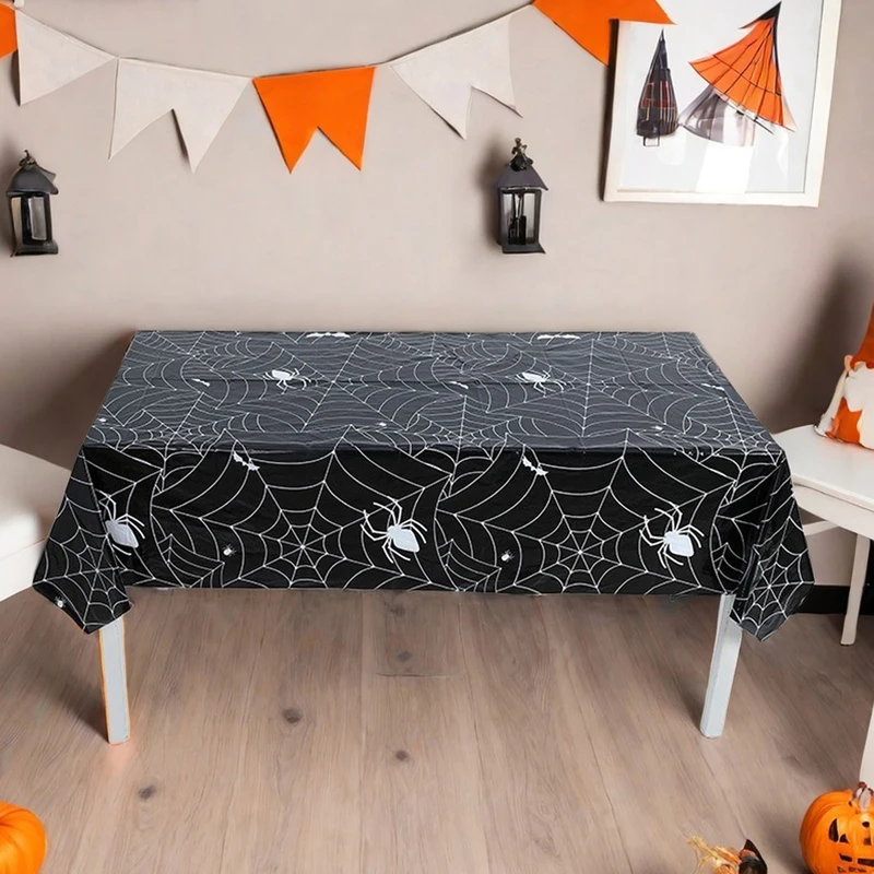 Halloween Tablecloth Gothic Spider Web Dining Table Cover Runner for Kitchen Home Party