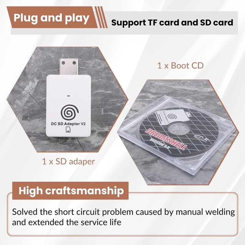 AU61-SD/TF Card Adapter Reader For SEGA Dreamcast And CD With Dreamshell Boot Loader Read Games For DC Dreamcast Consoles