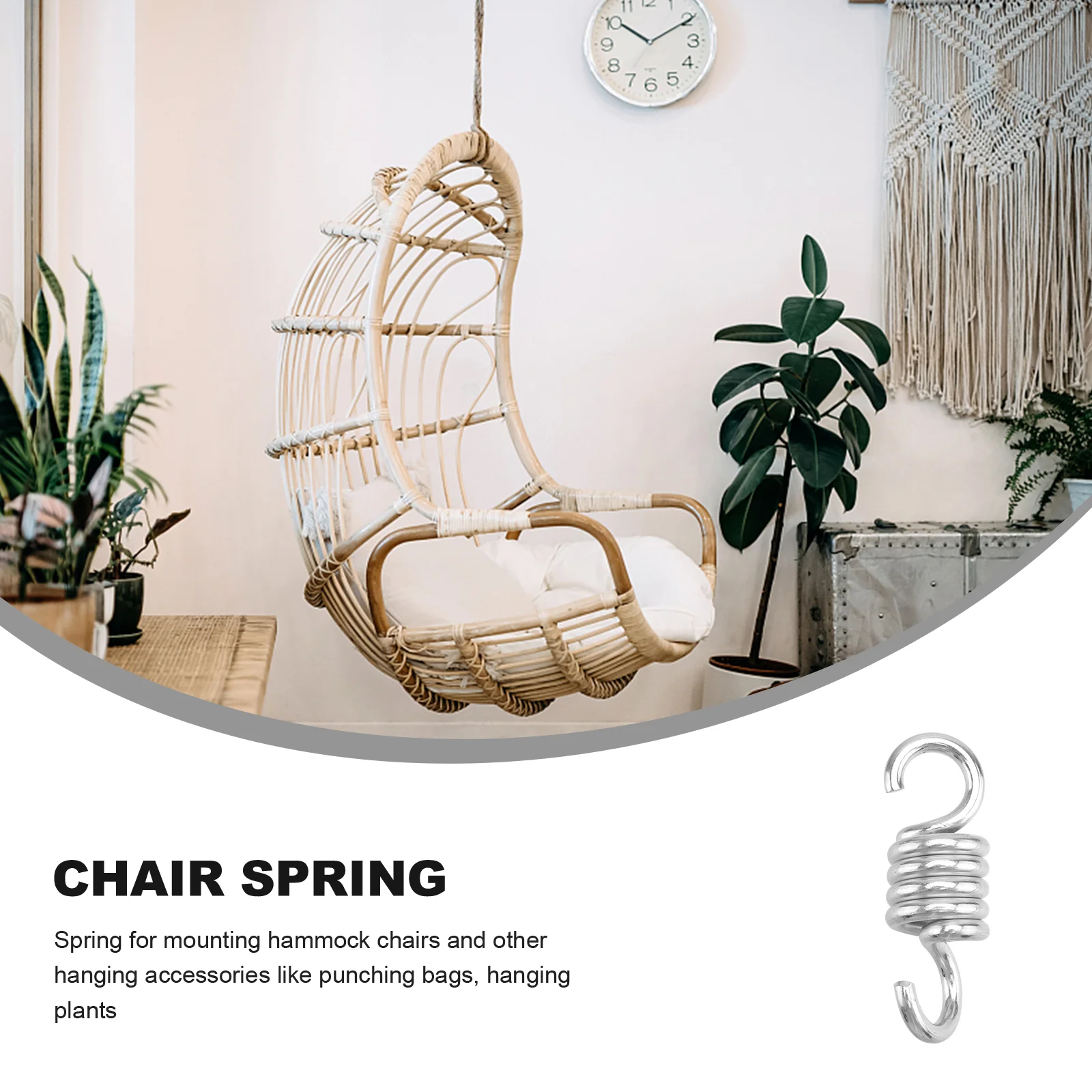 2 PCS Chair Spring Hanging Hammock Outdoor Rope Swing Hangers Wicker Basket Clothes Rack Heavy Duty Springs Porch