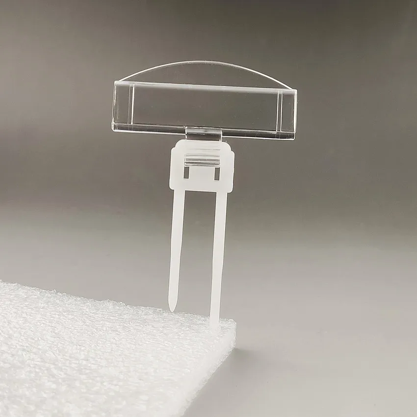 プラスチックpopサインディスプレイ販促クリップホルダーピンタイプ紙カード広告小売店