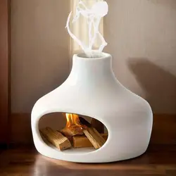Ceramic Chimney Incense Censer Wood Sticks Dish Ash Catcher Energy Cleansing Meditation Decor for Office Dining Living Room