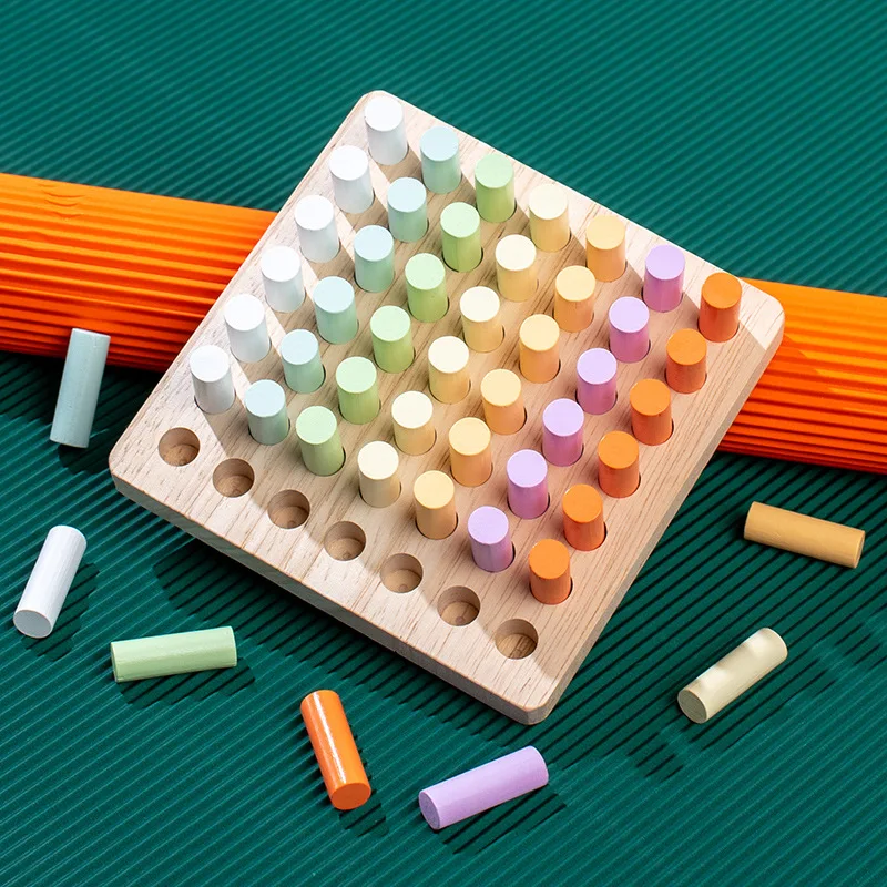 Wooden Colorful Plugboard Hand-eye Coordination Training Color Cognitive Educational Toys