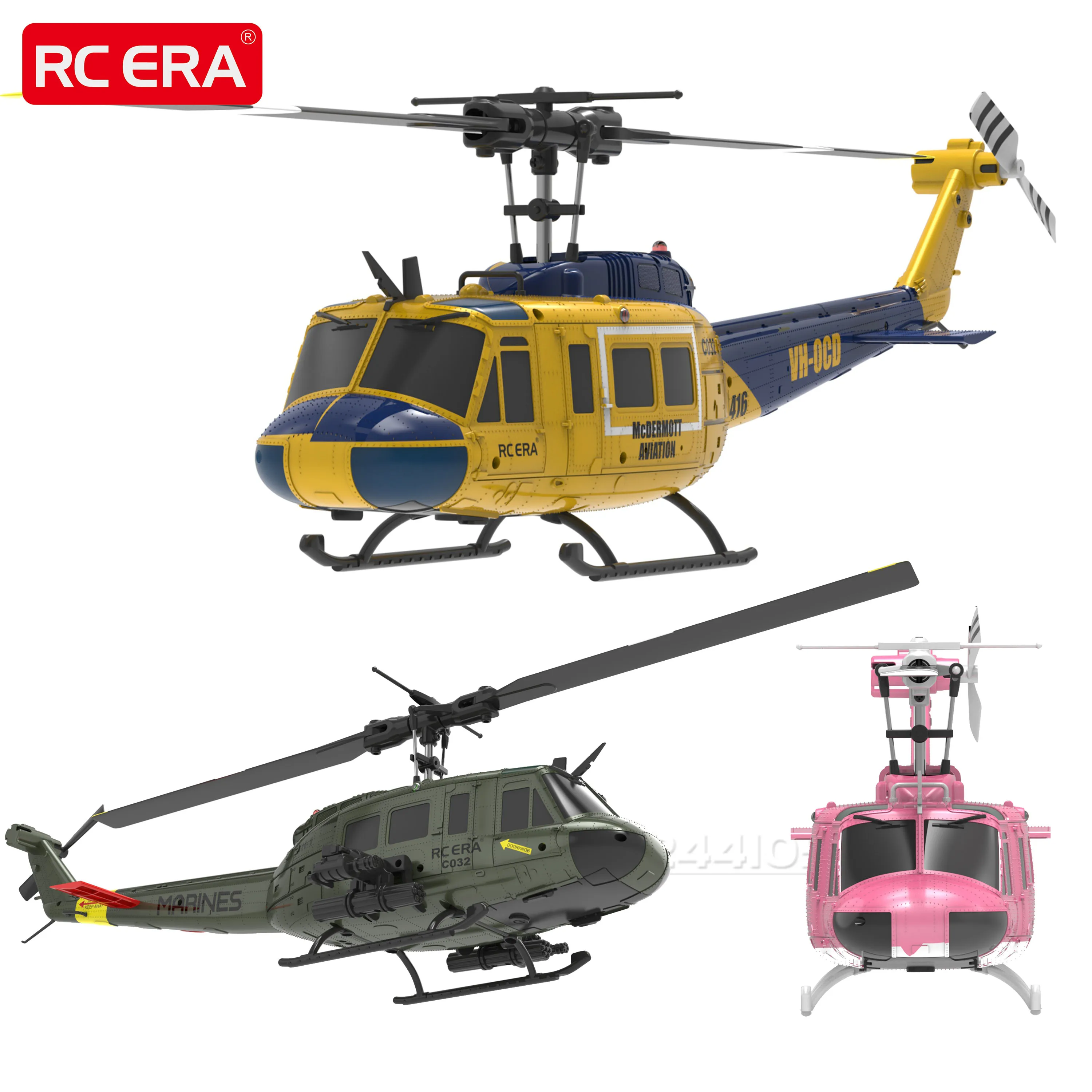 C032 1/48 UH-1 RTF 6CH RC Helicopter 6-axis Gyroscope Brushless One-key Take-off/landing/reverse Fly Mode 3D Flight 7.4V Battery