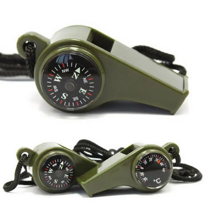 

3in1 Survival Whistle Mutifunction Lightweight Whistle Thermometer Compass For Camping Hiking And Outdoor Activities 1pcs