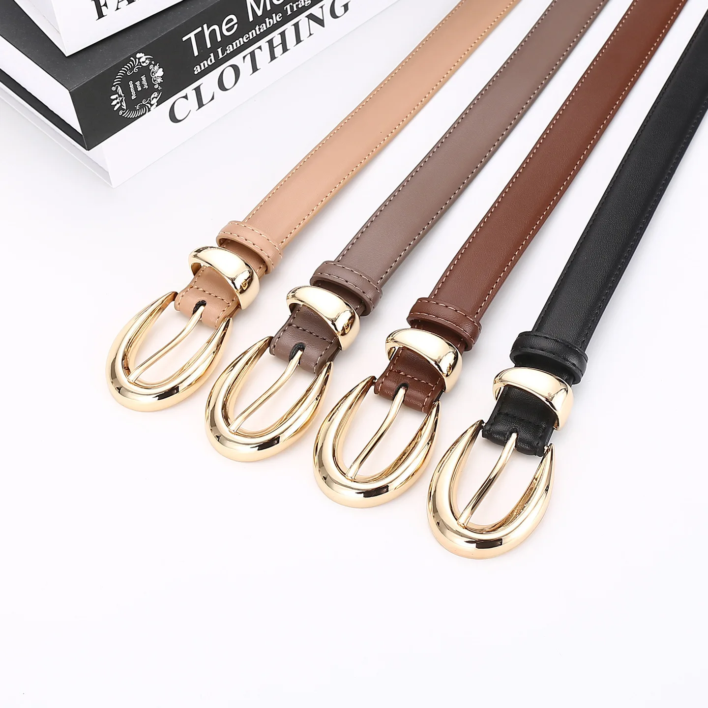 Women's genuine leather belt; versatile belt for women; Amazon bestseller; simple pin buckle; business casual belt for women view 4