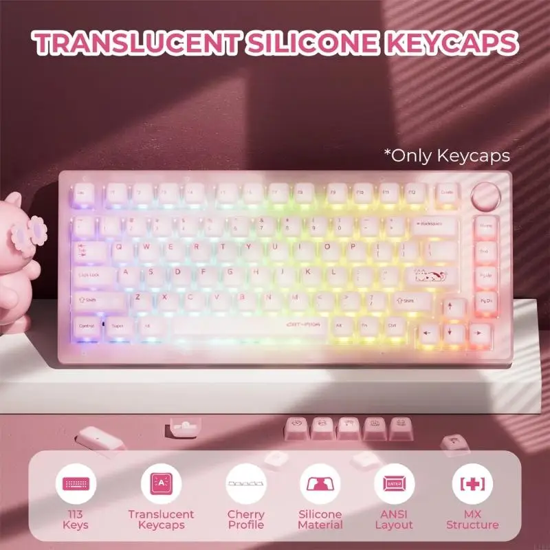 

Jelly Theme Backlit Silicone Keycaps Enhances Visual for Night time Use in Low Light Environment K1KF