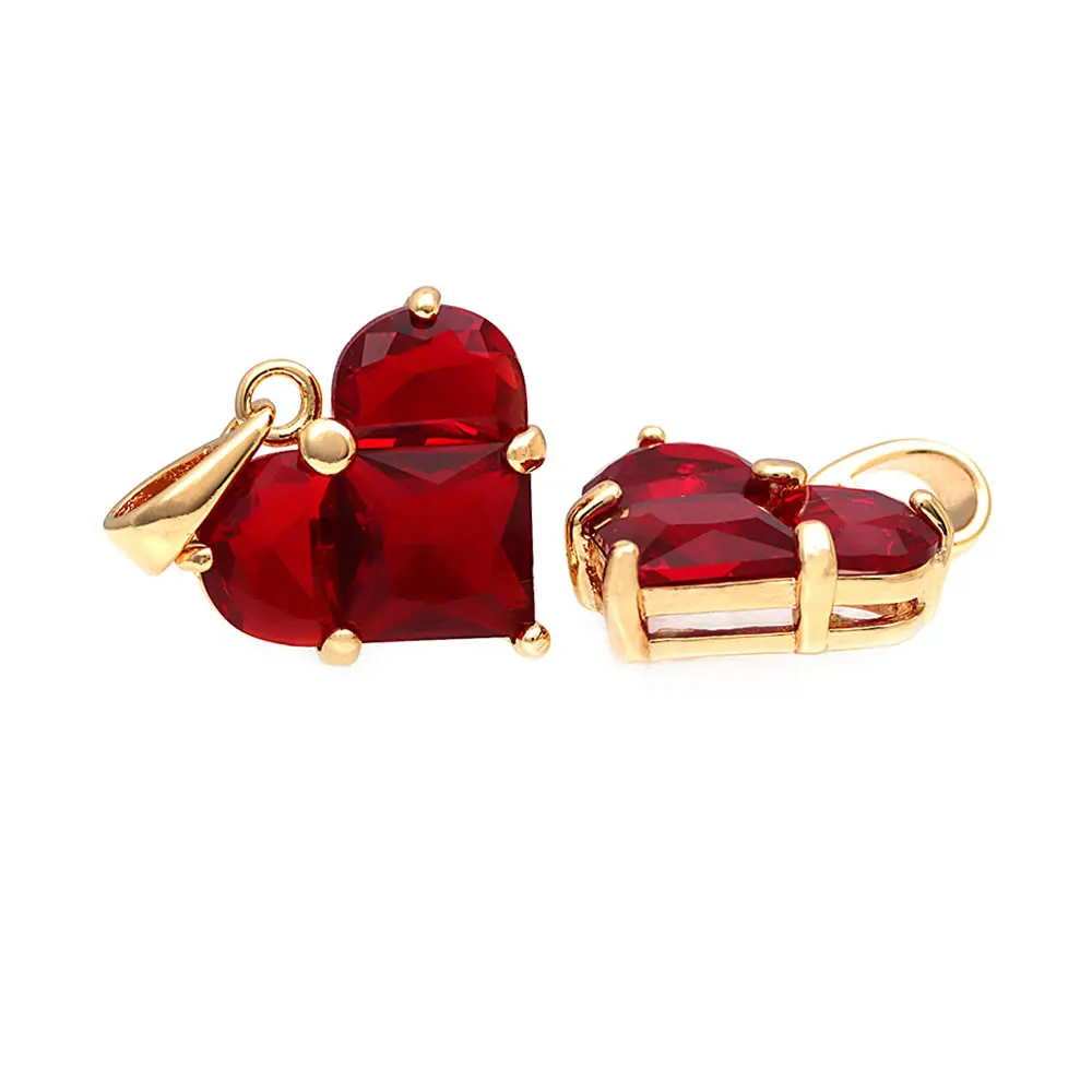 18K Gold Farbe Messing und Zirkon Herz Charms Anhänger Hochwertige Schmuckherstellung Halskette Ohrringe Zubehör für Frauen – Detail 8