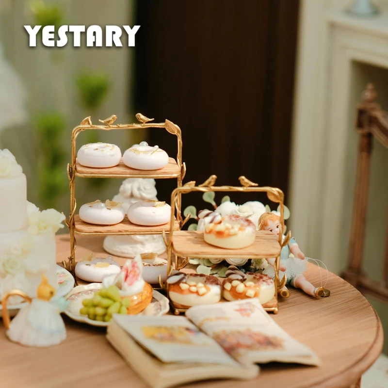 

YESTARY BJD Dolls Furniture Double Dessert Stand For 1/6 Blythe Ob24 Dollhouse Accessories Miniature Item Mini Food Toys For Kid