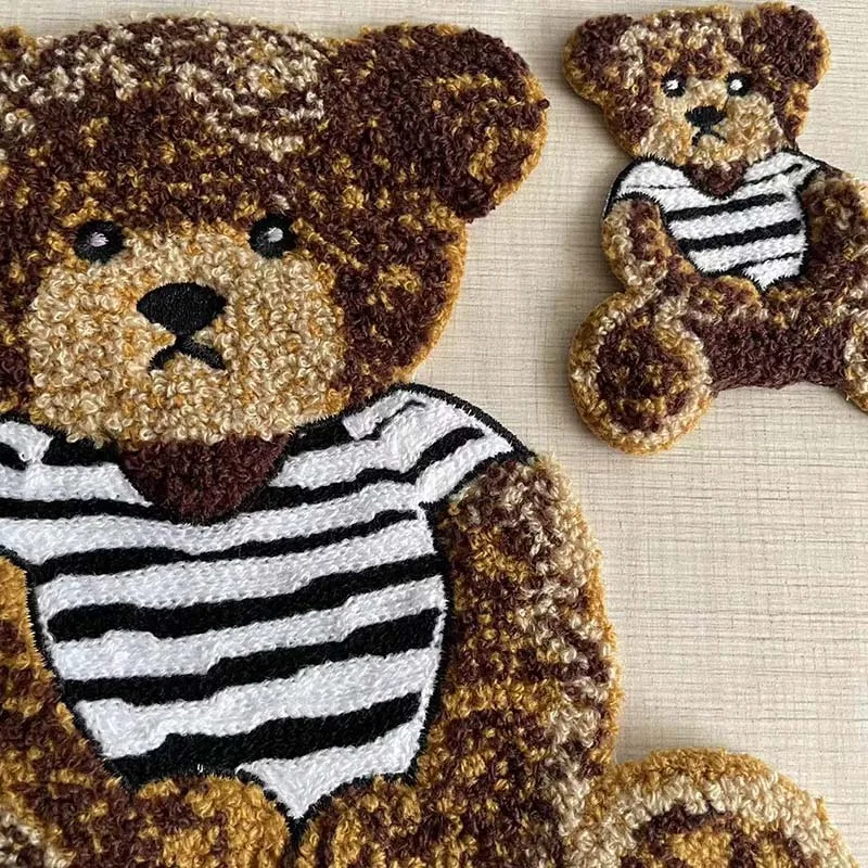 Cartoon Large Teddy Bear Chenille Sewing Patch Embroidery Applique Badge Stickers,Sew on Patches for Clothing Kids,Backpack