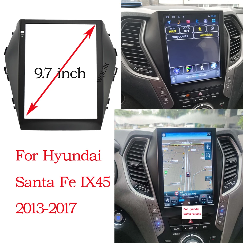 9.7 Inch Hyundai Santa Fe IX45 2013-2017Car Fascia Radio Panel DVD Panel Dash Kit Install Adapter Console Frame Bezel