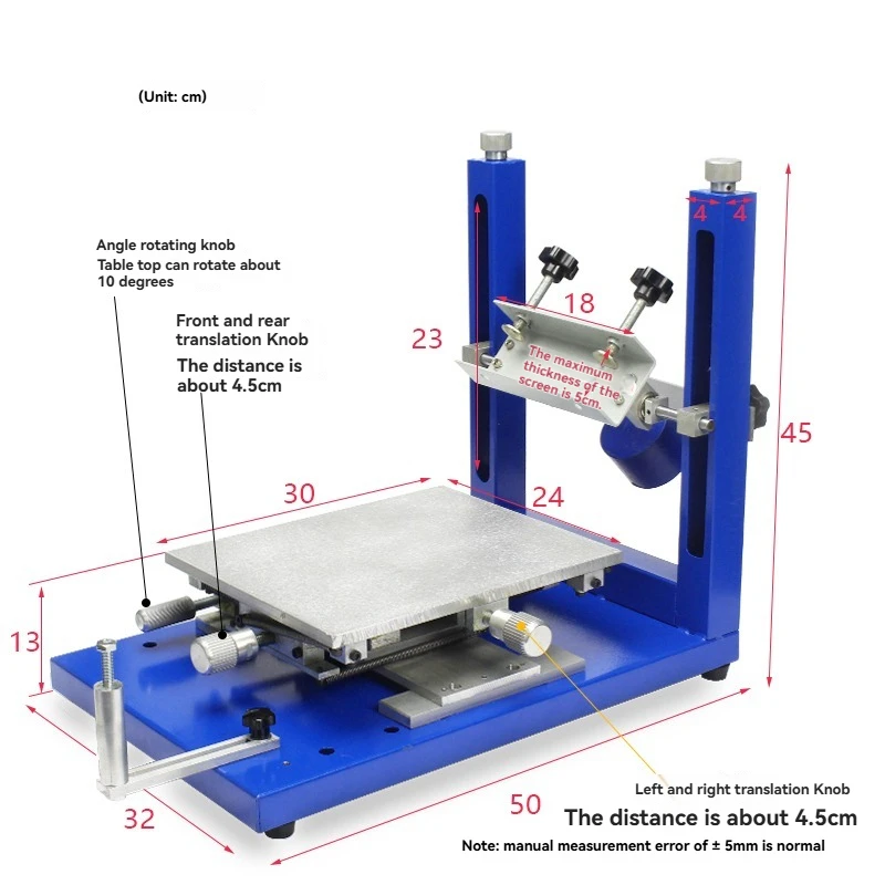 Table d'impression en soie manuelle de haute précision 30x40cm, Machine d'impression d'écran