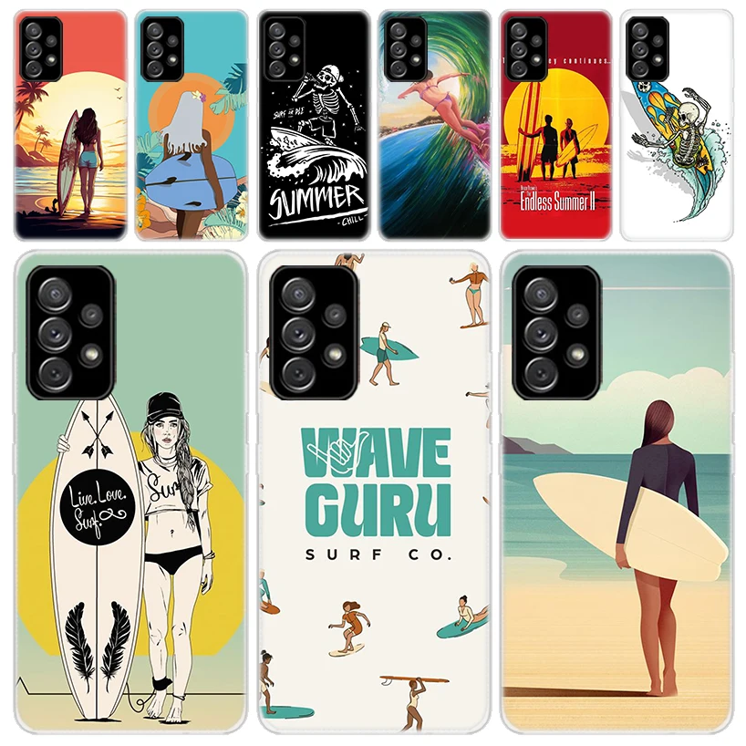 Surf Board Aesthetic Soft Phone Case for Samsung Galaxy A51 A50S A41 A31 A21S A11 A71 A70 A40 A30S A20E A10 A6 A7 A8 + A9 Cover