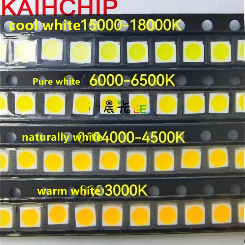 50PCS 3030 White LED 1W 3V 6V 9V SMD Light Emitting Diode 3.0X3.0MM Cool White Pure White Naturally White Warm White