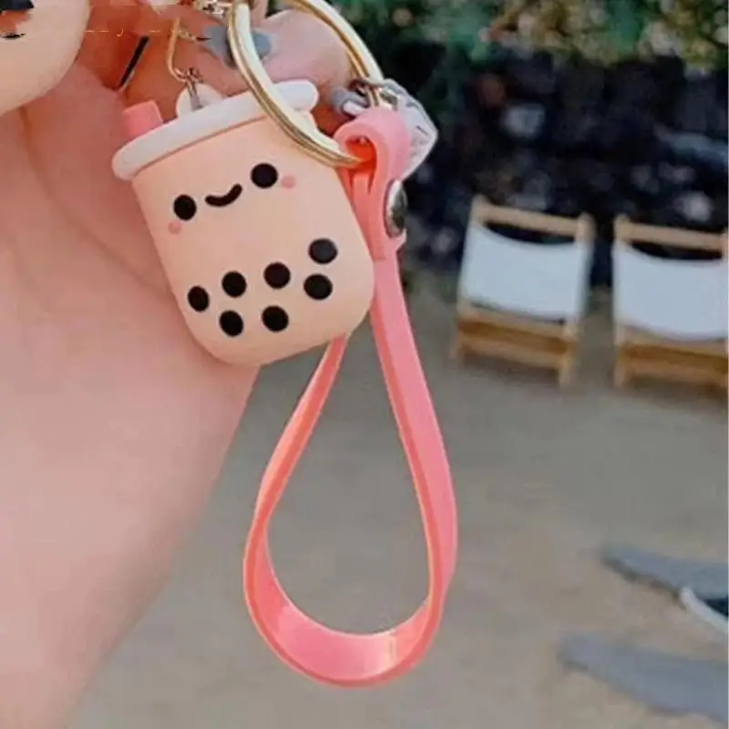 Milk Tea Keychain Cartoon Bag Pendant Backpack Hanging Decoration Cute Shaped Charm Fashion Accessory For Purse Handbag Backpac