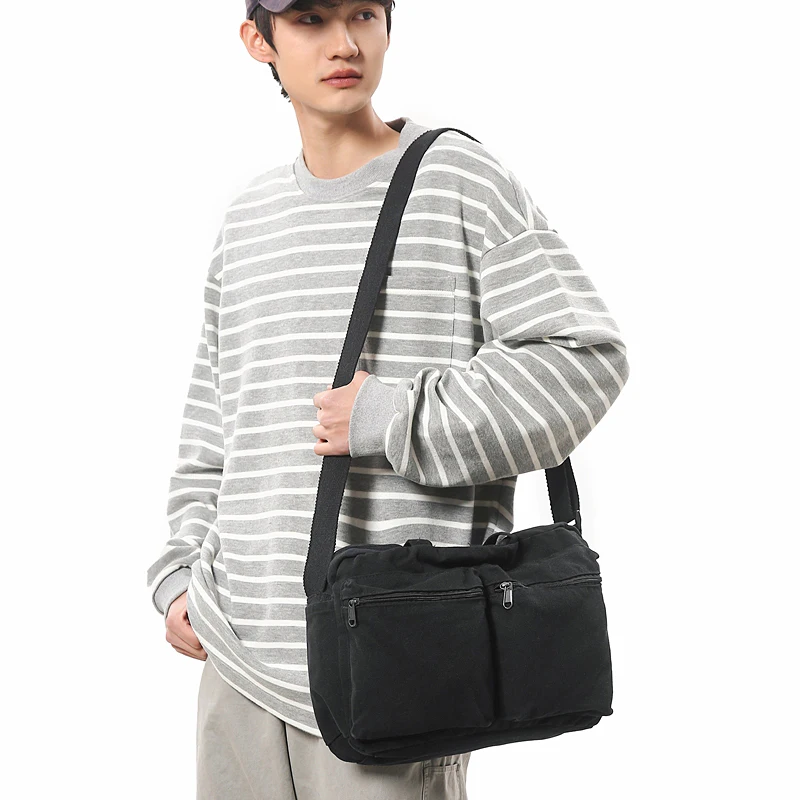 

Large Capacity Canvas Women's Bag Multi Pocket Messenger Bag Y2K Shoulder Bag Eco Bag Korean Shopper Satchel Unisex Work Handbag