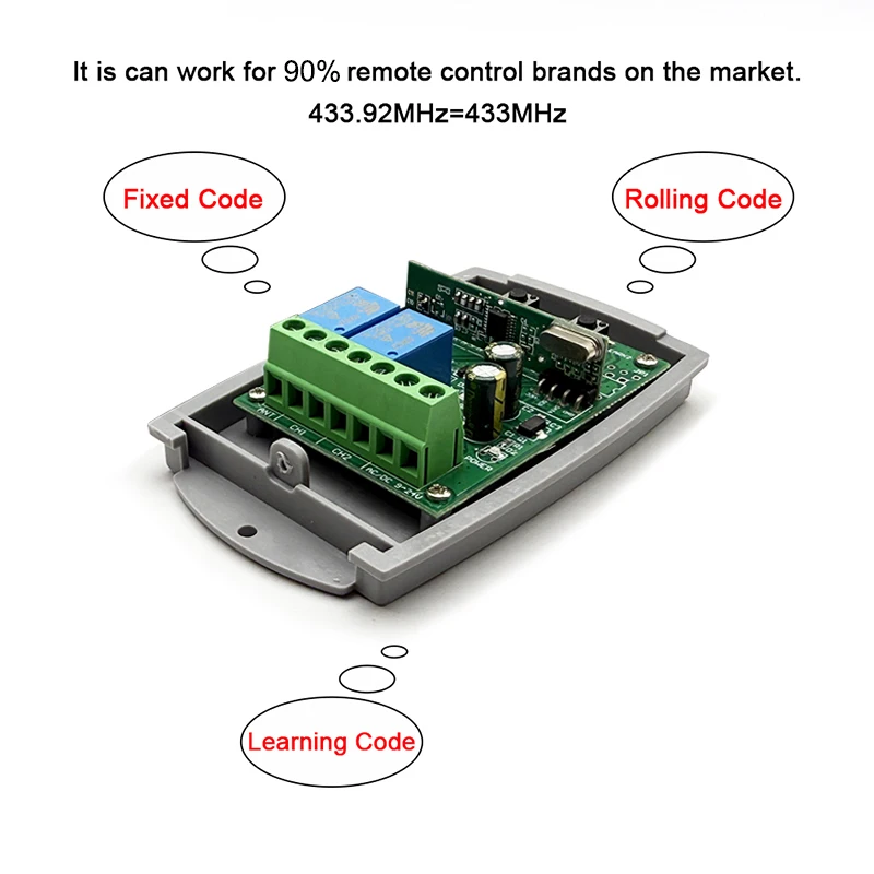 For FORSA Remote Control Garage Door Receiver Compatible With FORSA RT2 RT1 RT4 433.92MHz Rolling Code Garage Remote Control