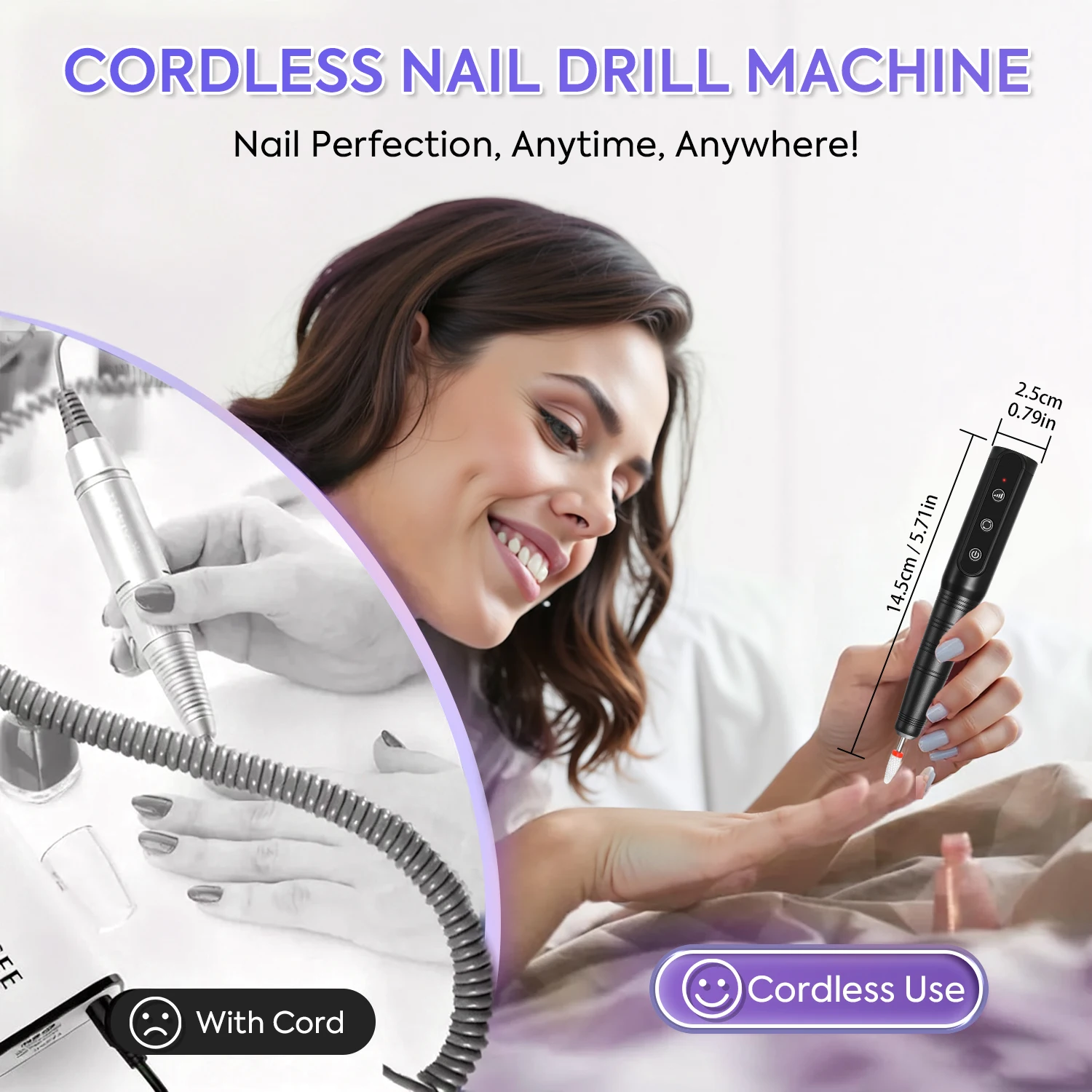 NEW Electric Nail Drill Machine 12000RPM USB Rechargeable Nail Sander For Gel Polish Cordless Manicure Machine With Low Noise