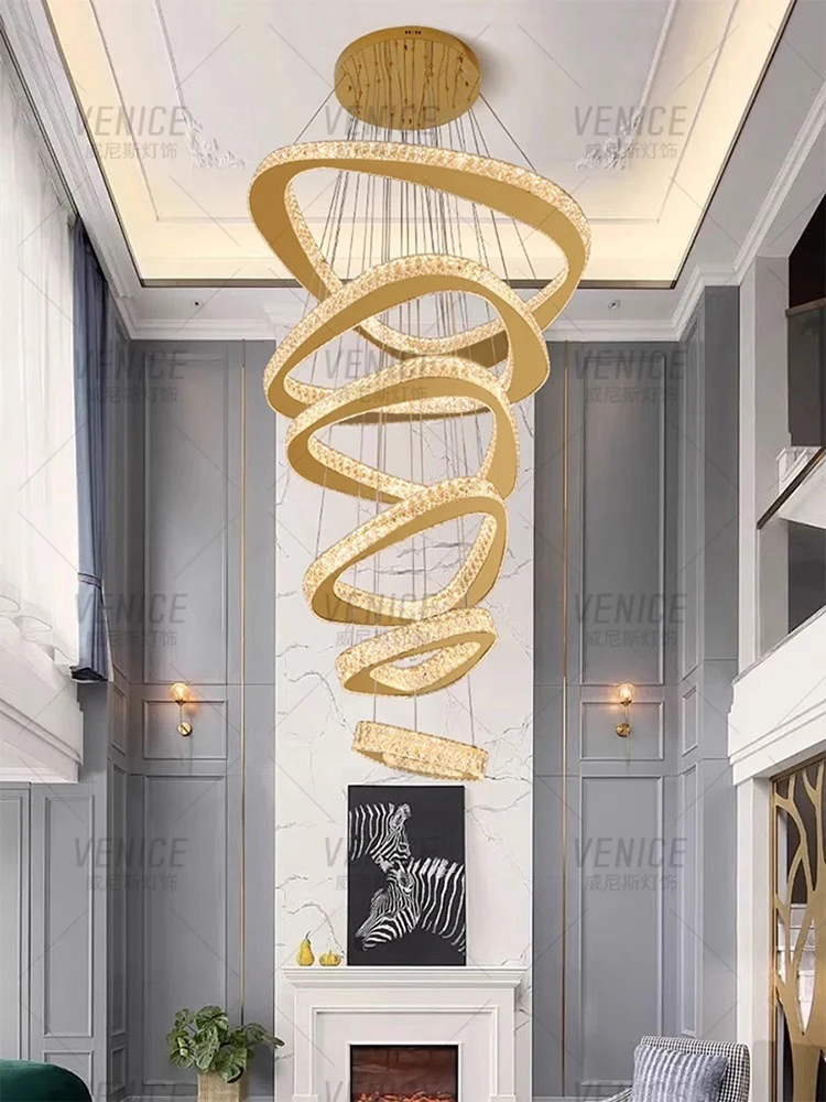 Modern home decoration crystal chandelier, stair Pendant lamp, living room Pendant lights, interior lighting