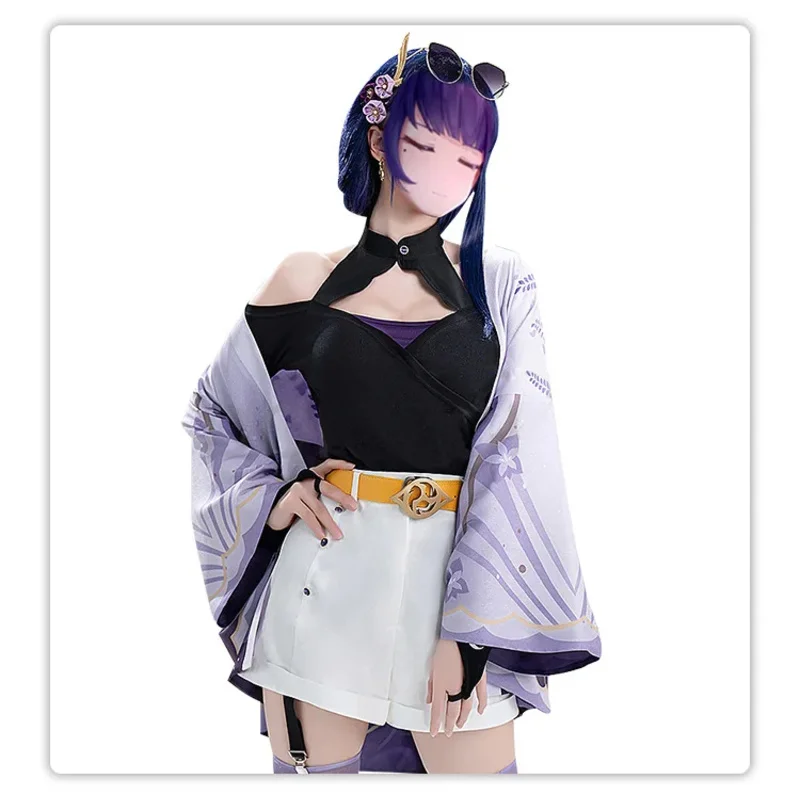 Genshin Impact Raiden Shogun Cosplay Costume Kimono Casual Set COS Dress Carnival Performance Party Game Suit for Women