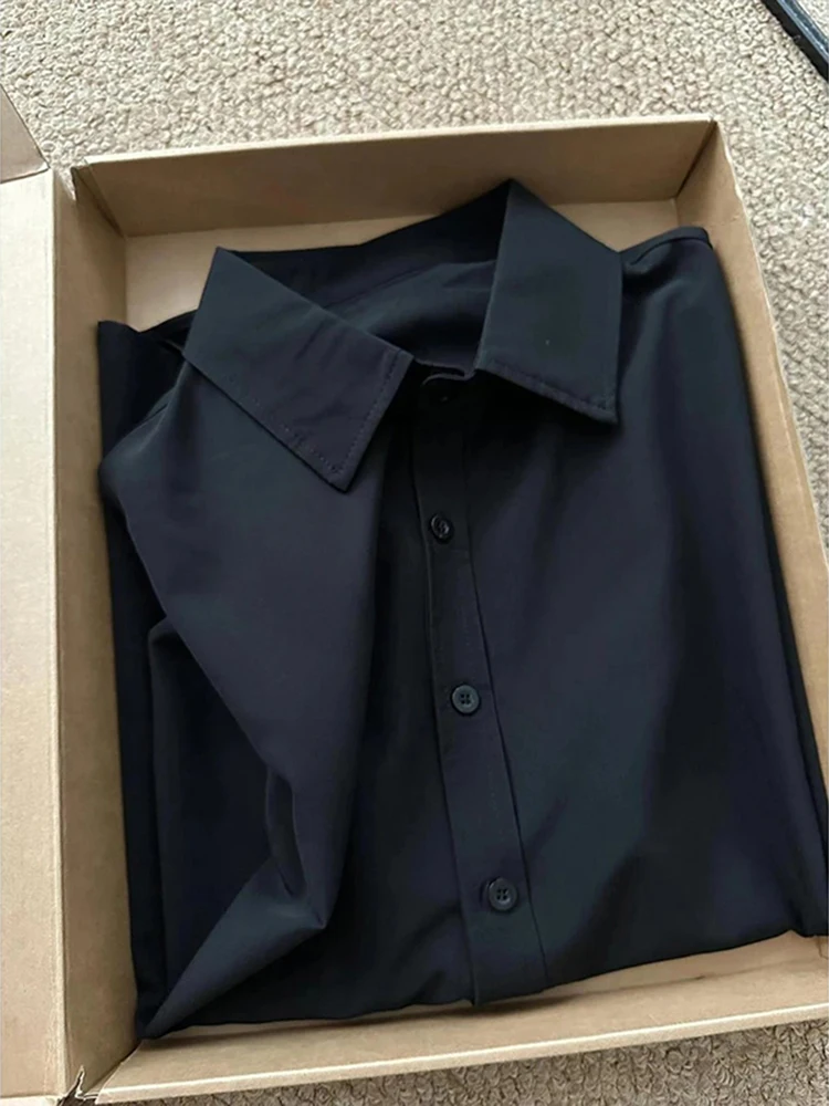 White Long Sve Men's irt Summer High-End Chiffon Base Layer Sunscreen Outerwear Casual Lightweight Maturi Sle