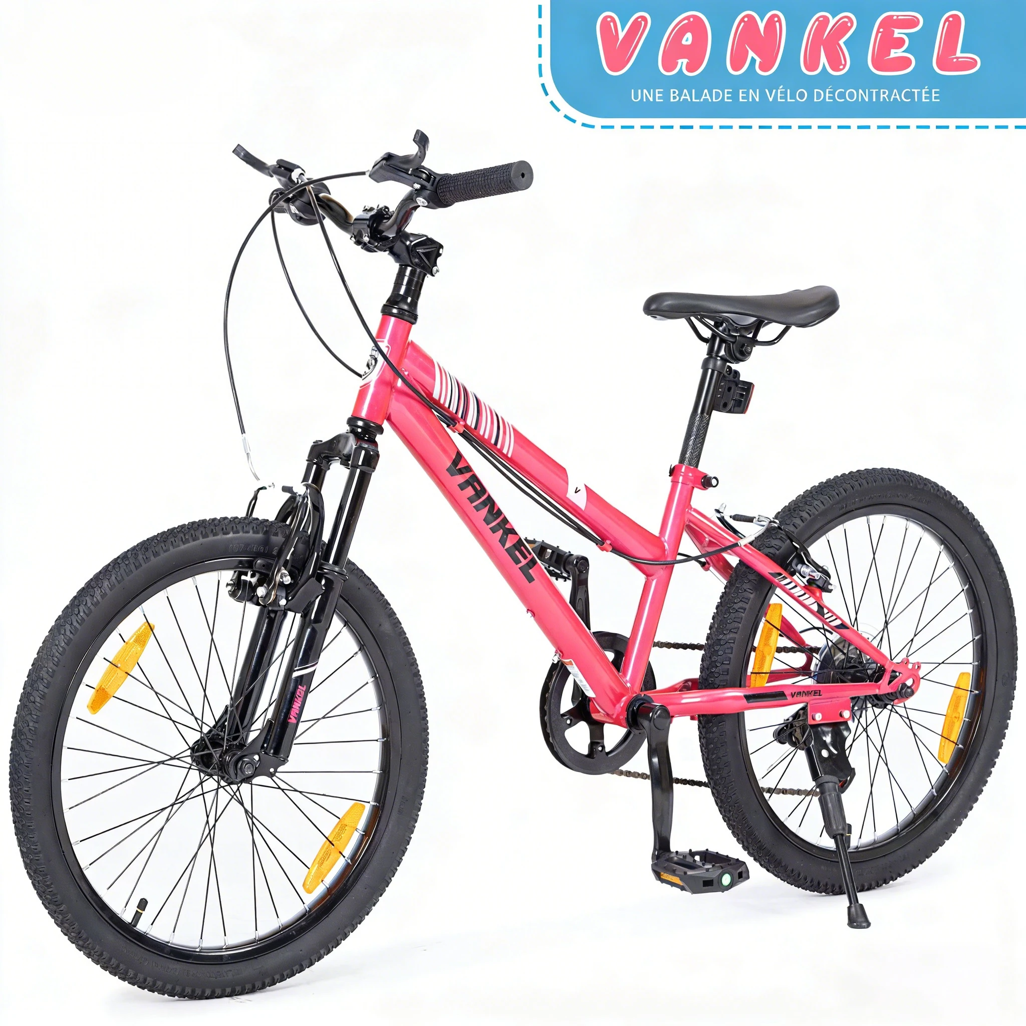 Vankel Kinder-Mountainbike für Mädchen im Alter von 6–9 Jahren, leichtes 20-Zoll-Kinderfahrrad mit 6 Gängen, Schaltwerk und V-Bremsen