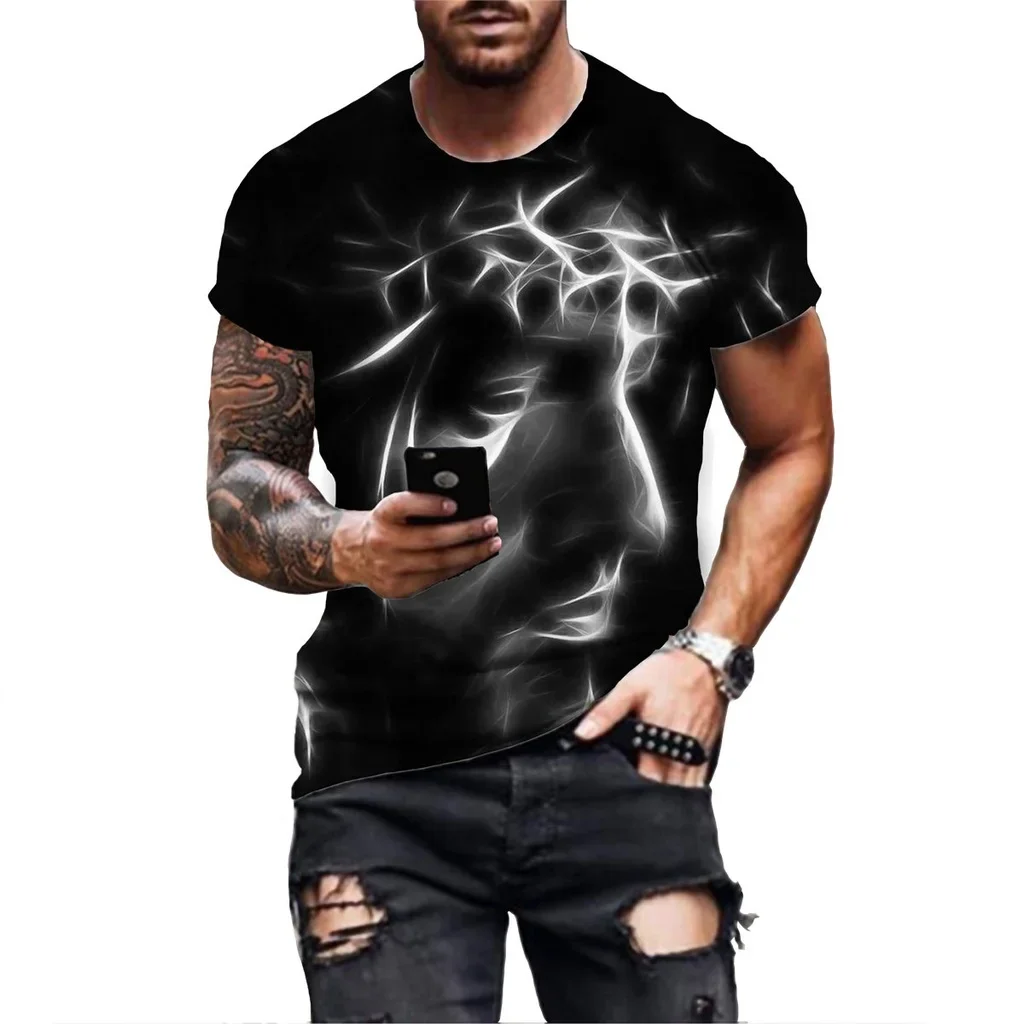 Summer Casual Cross Tshirt Men\'s Jesus 3d Printed T-shirt Short Sleeve Streetwear Christian Style Male shirt