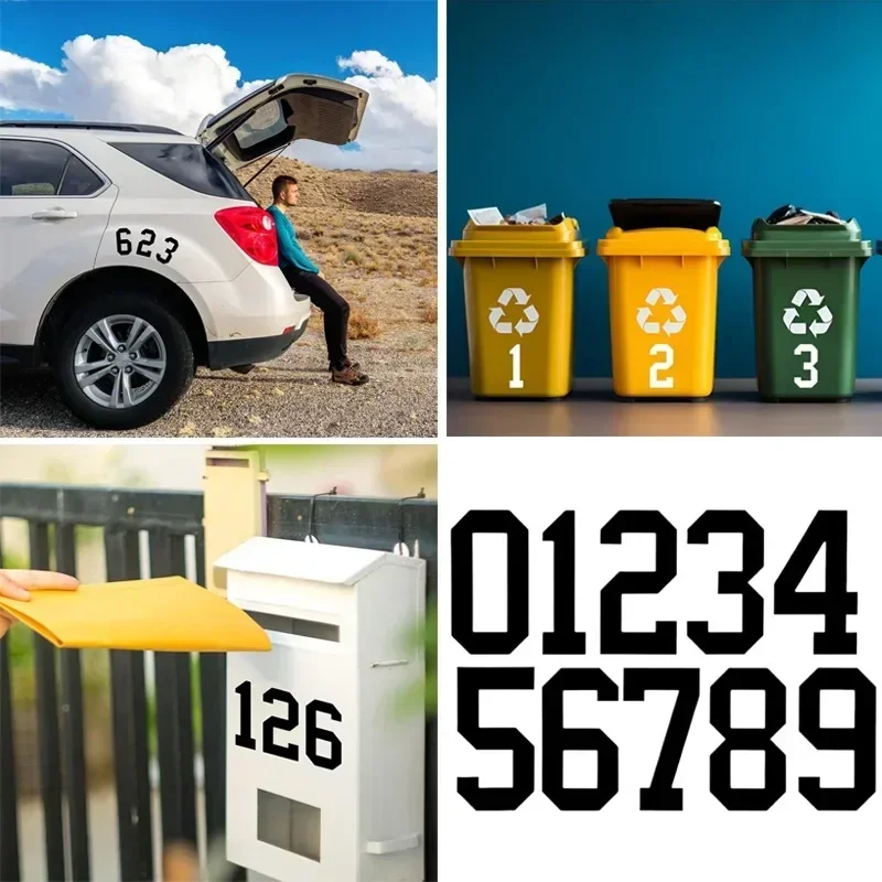 Number 0123456789 Mailbox Numbers Stickers Car Trash Bin Waterproof Vinyl Decals DIY Number Address Garbage Container Stickers