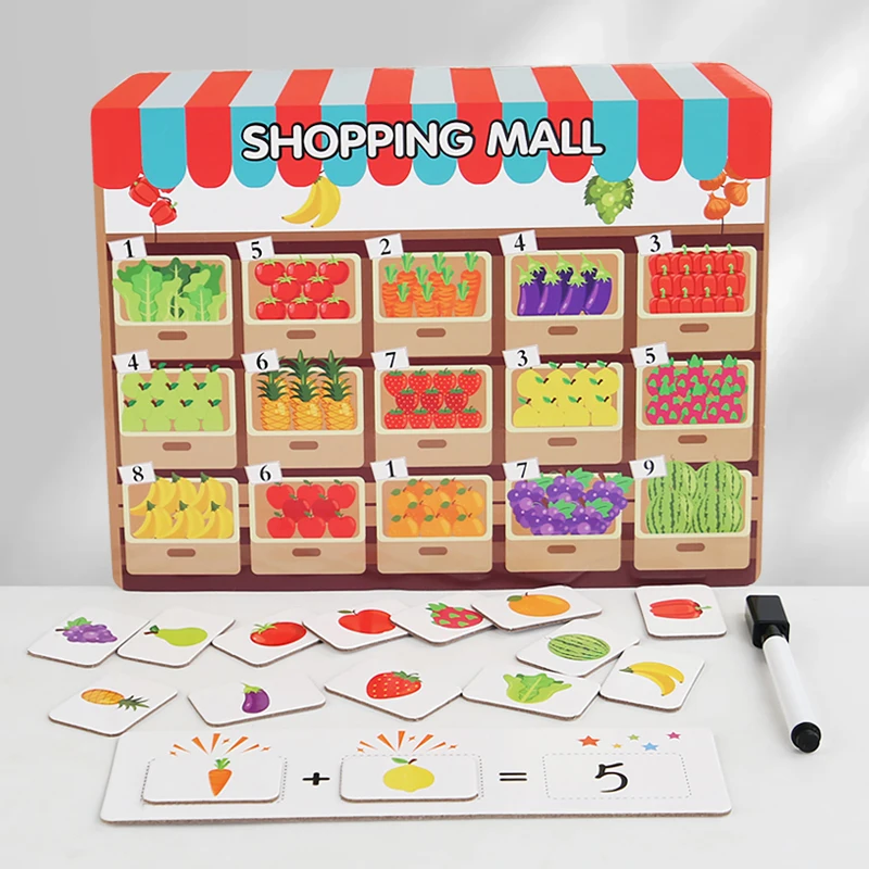 Montessori Shopping Store Toys Hand Eye Coordination Puzzle Fine Action Math Games Early Educational Puzzle Toys Gifts for Kids