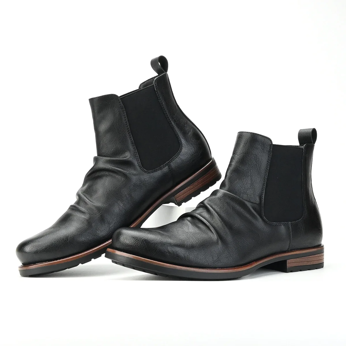 mens casual business wedding chelsea boots black brown vintage shoes cowboy natural leather boot handsome ankle botas masculinas view 4