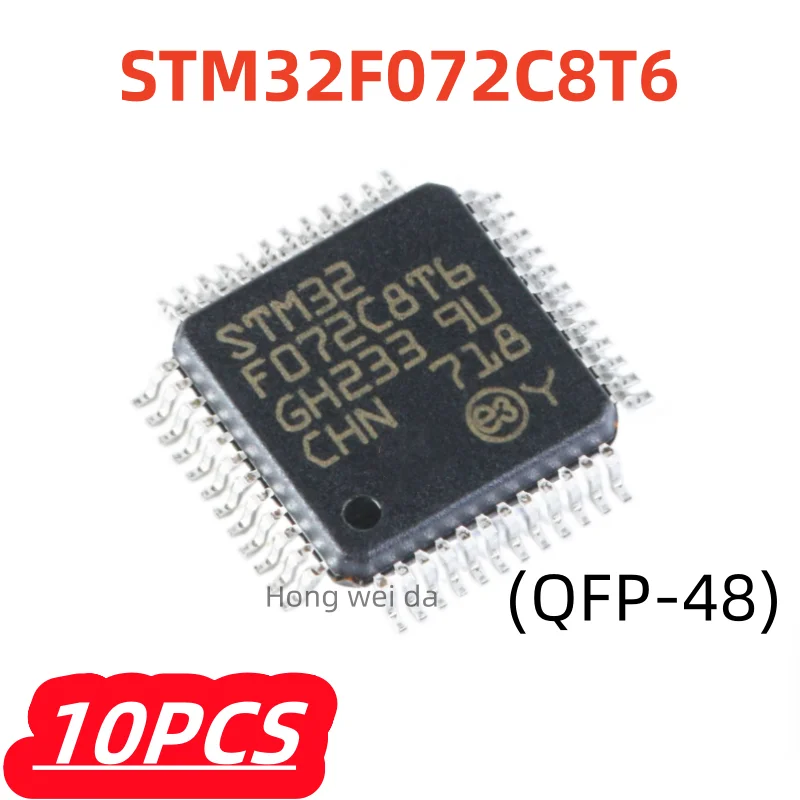10Pcs/lot 100% New STM32F072C8T6 STM32 F072C8T6 LQFP-48 QFP-48 ARM Cortex-M0 32-bit IC Microcontroller