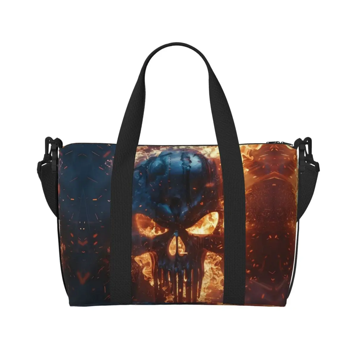 

Custom Punisher Skull Symbol Grocery Tote Shopping Bag Women Big Capacity Trendy Superhero Beach Gym Travel Bags