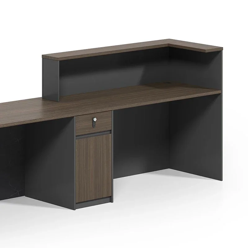 Black Wooden Reception Desk Front Desk with Lock Drawer