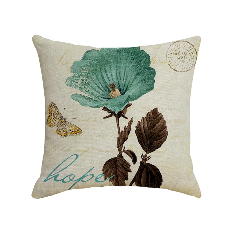 Plant Flower Bird Butterfly Paris Music Linen Pillow Case Household Products