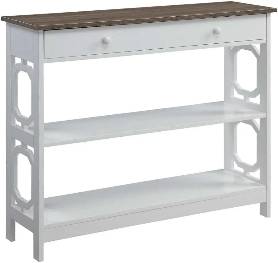 

Omega 1 Drawer Console Table, Driftwood Top / White Frame