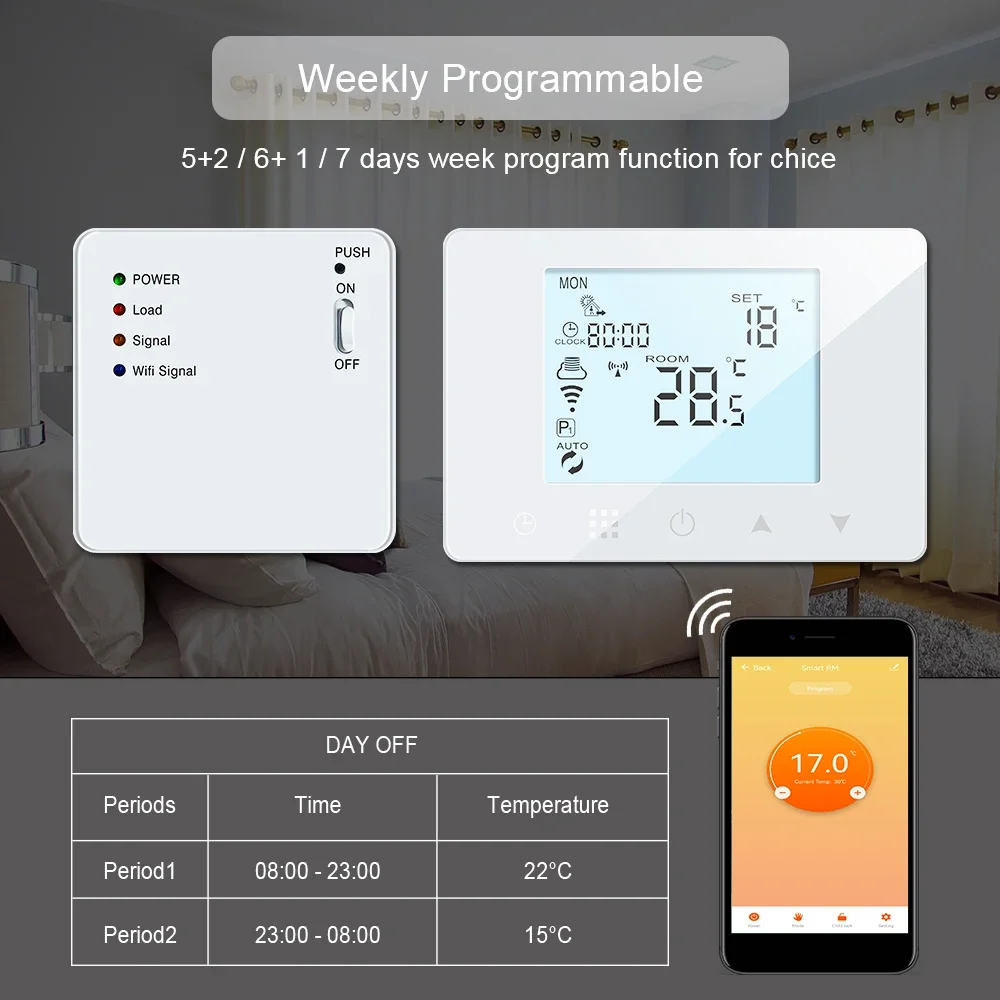 Water Floor Heating Controller Built-in Temperature and Humidity Sensor Alexa Voice Control Tuya Wireless Smart Home Thermostat