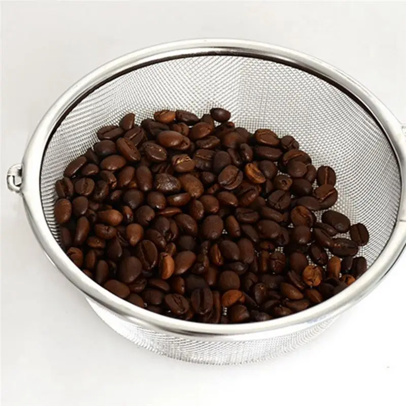 2026 + Coffee Filters Wooden Handle Stainless Steel Coffee Roaster Net Fried Bean Roasting Net Home Open Fire Coffee Roaster