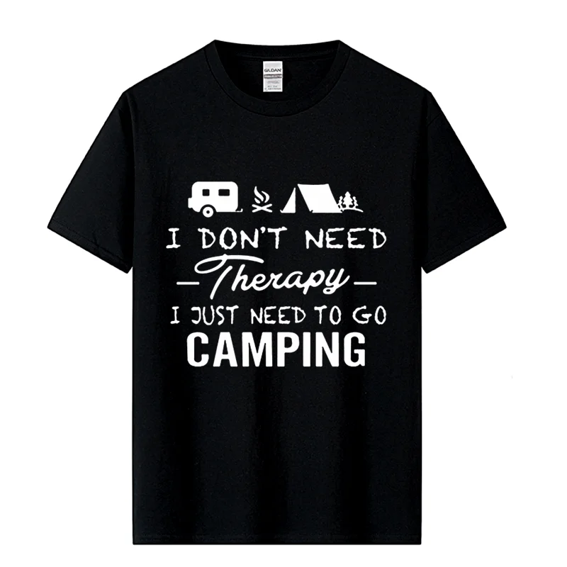 Camping Therapy T-Shirt Cotton Camper Tent Caravan Campsite Tops Fashion Short Sleeve T shirt Camisetas Hombre Streetwear