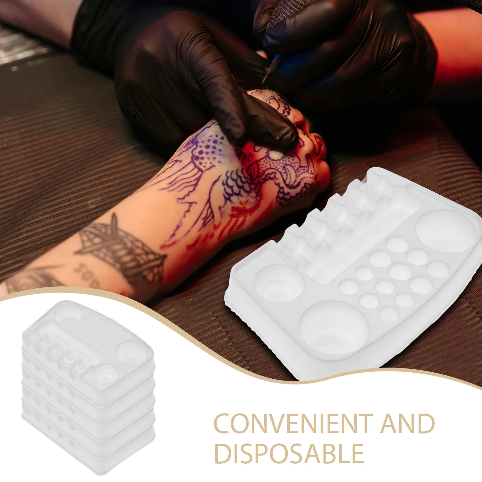 

12Pcs Tattoo Ink Palettes One-Time Use Small Pigment Containers Disposable Ink Holders Plastic Compact Salon Supplies