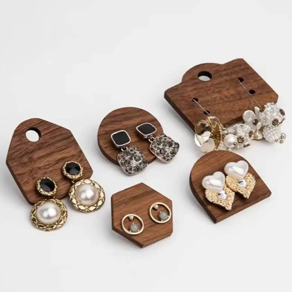 

Jewelry Display Solid Wood Ear Nails Earrings Cards Black Walnut Earring Stud Display Cards Wooden Earring Storage Shelf Pallet