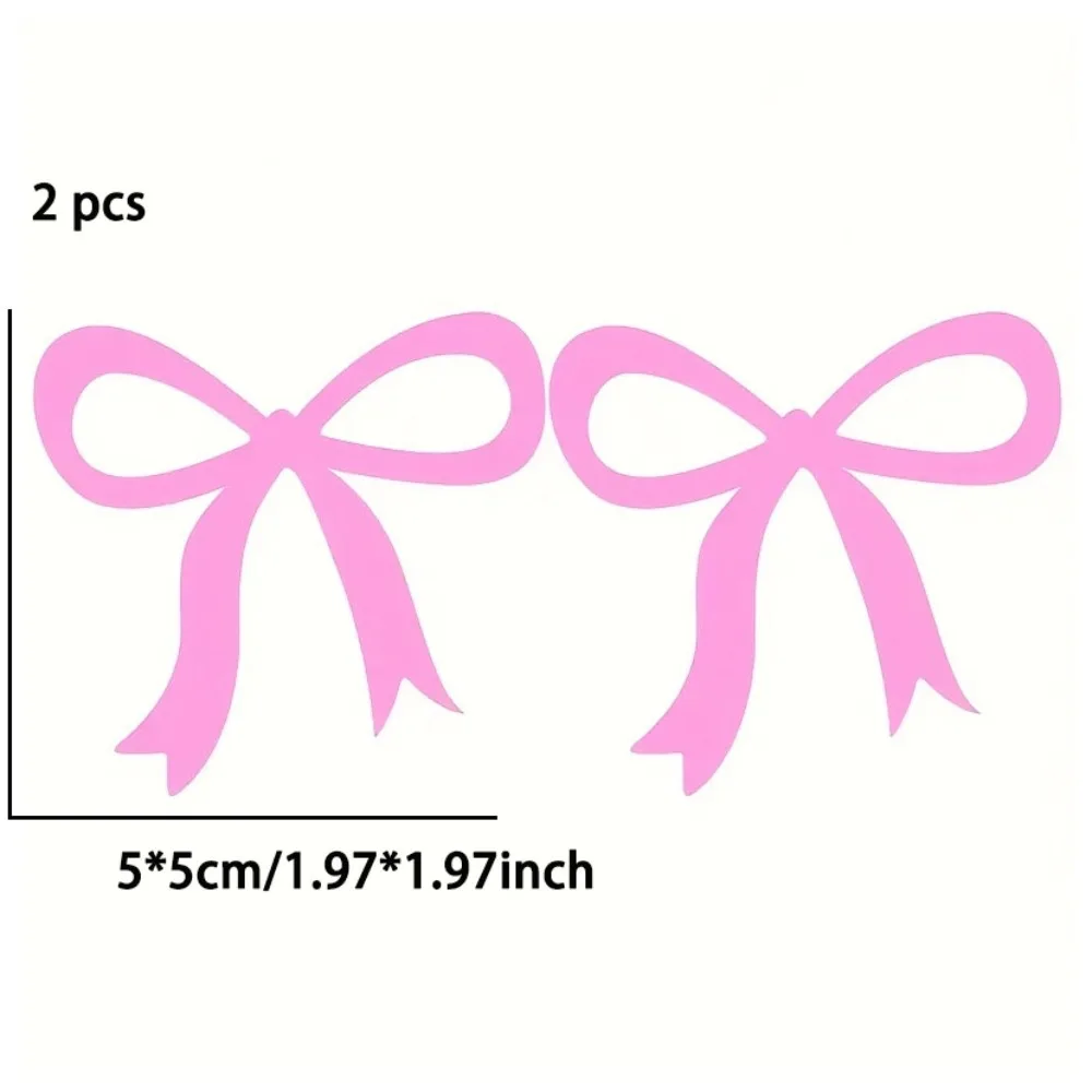 2PCS Bowknot Vinyl Stickers Aesthetic Teen Style Decals for Car Rearview Mirror Auto Interior Decor Accessories