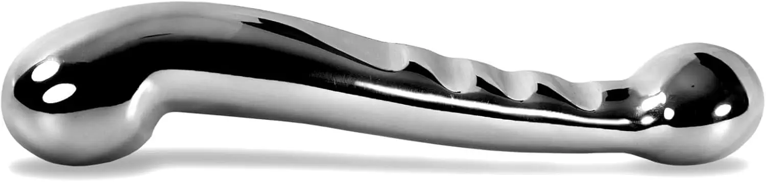 2026 New Upgrade Dildo Stainless Steel Double Ended Curved Ribbed