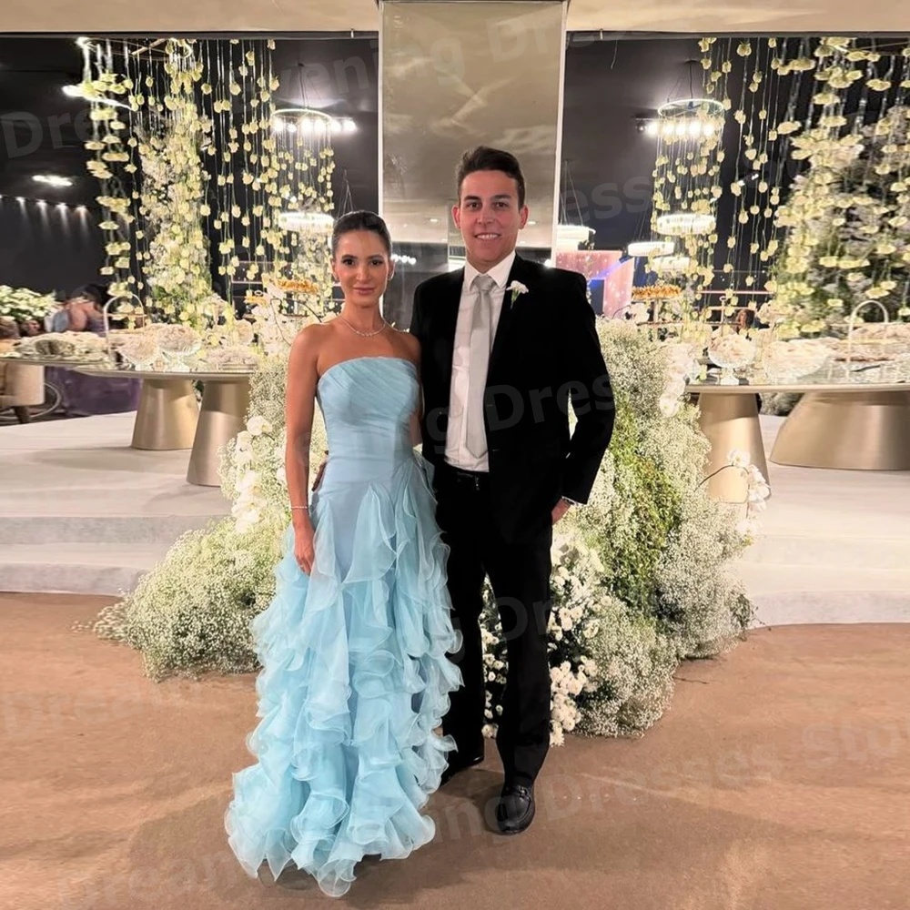

Элегантные женские вечерние платья трапециевидной формы на заказ, Vestidos De Fiesta, платья для выпускного вечера без рукавов, без бретелек, Vestido De Gala Noche Mujer