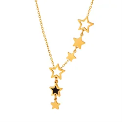 Marka New in Star Pendant Necklace for Women Stainless Steel Gold plated Chain Black Acrylic Fashion Jewelry Girlfriend Gift