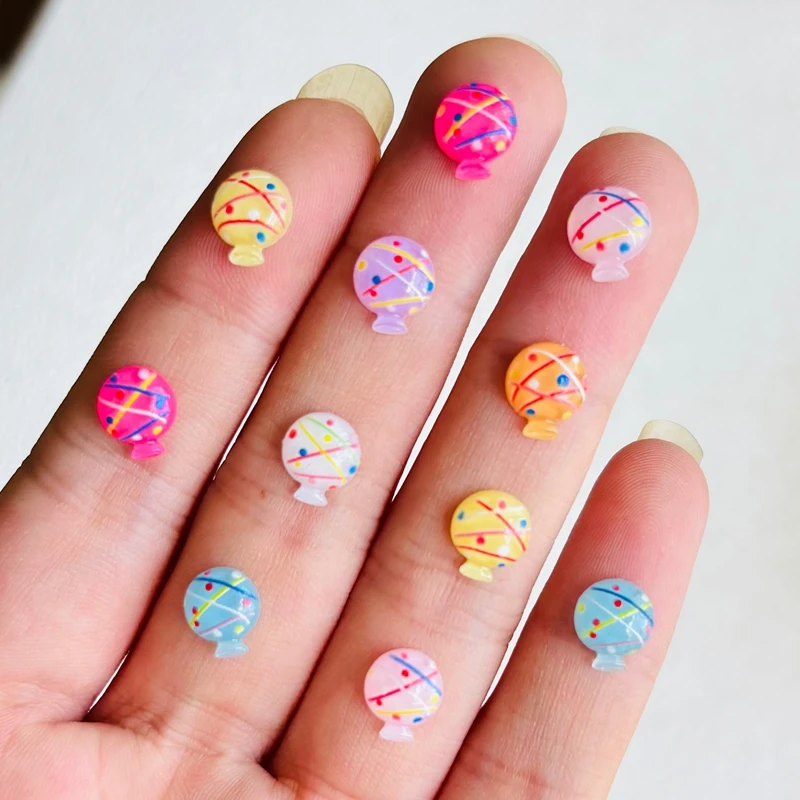 55 pieces of mixed color nail resin mini cartoon balloon pendant rhinestone DIY handmade jewelry 3D decorative jewelry A146