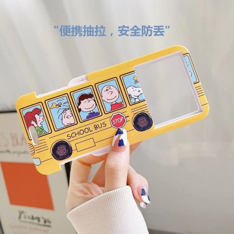 LLavero de Snoopy de dibujos animados, tarjeta de comida creativa personalizada, tarjeta de autobús, control de acceso, cubierta protectora colgante, decoración